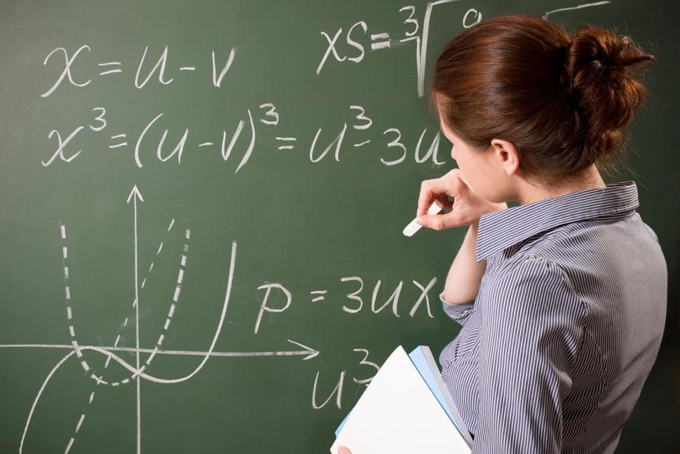 Mathematic equations on chalkboard